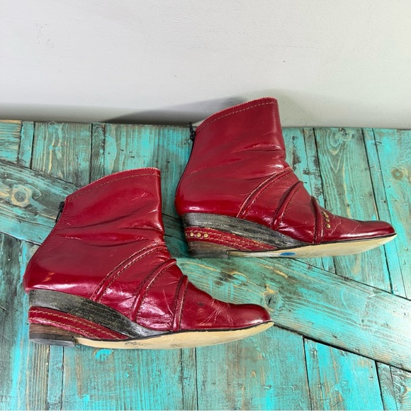 Fly Girl Red Ankle Boots Back Zip Size 41 - Picture 5 of 13